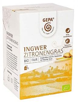Gepa Bio Ingwer Tee mit Lemongras 20 Beutel 40g 