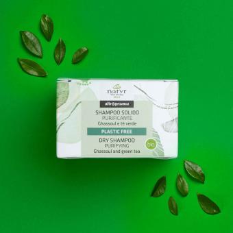 Shampoo solido - purificante - ghassoul e tè verde - 55 gr -bio 